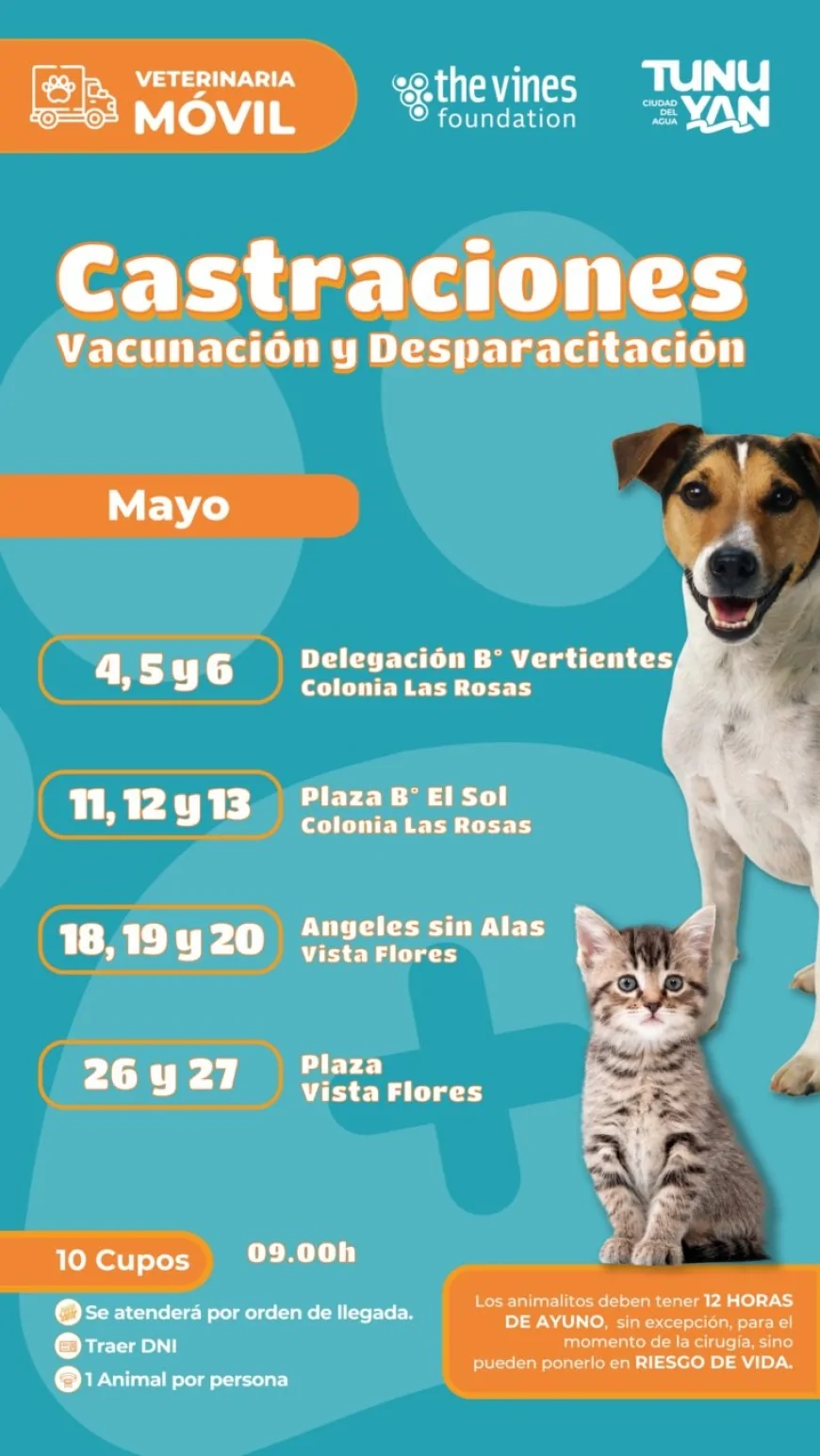 Tus mascotas merece ser cuidados. Veterinaria Móvil por el departamento.