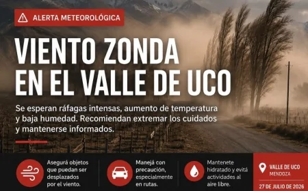 El viento Zonda vuelve a poner en alerta al Valle de Uco